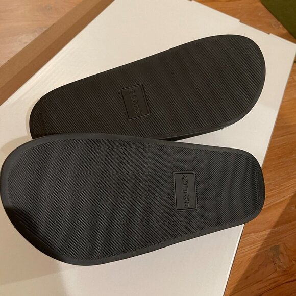 BALLY SIMON BLACK RUBBER LOGO SANDALS SLIDES SHOES -‎ MADE IN ITALY US 7 main image 5